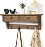 Emfogo Coat Hooks Mounted, Rustic Wood Coat Rack Mount Shelf - Image 2