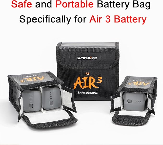 Lipo Battery Safe Bag for DJI Air 3s/Air 3, Explosion-Proof Nylon lithium - Image 2