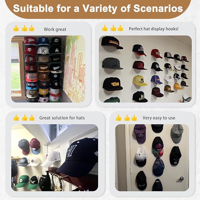22 Pack Adhesive Hat Hooks for Wall, Super Strong Hat Rack for Baseball Caps - Image 6