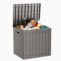 ROJIK Outdoor Storage Housing Deck Box - Waterproof Patio Furniture, Garden Tools, Cushions, Pool Accessories Storage Bench with Lockable Lid and Side Handles (Grey) by ROJIK