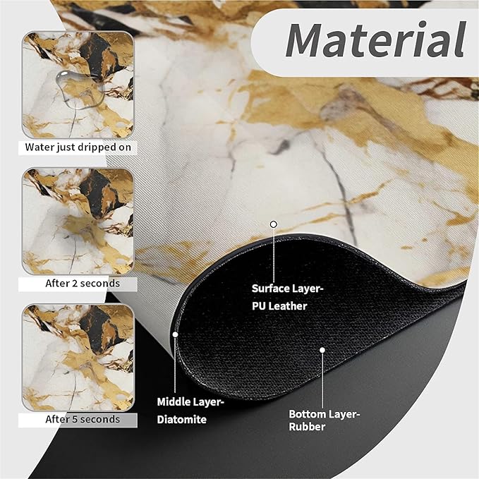 Kitchen Sink Splash Guard，Abstract marble gold Faucet Mat Sink Gadgets-Super - Image 4