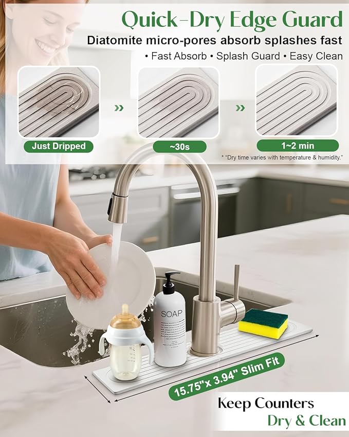 Stone Drying Mat for Kitchen Faucet: Diatomite Stone Drying Tray - Image 2