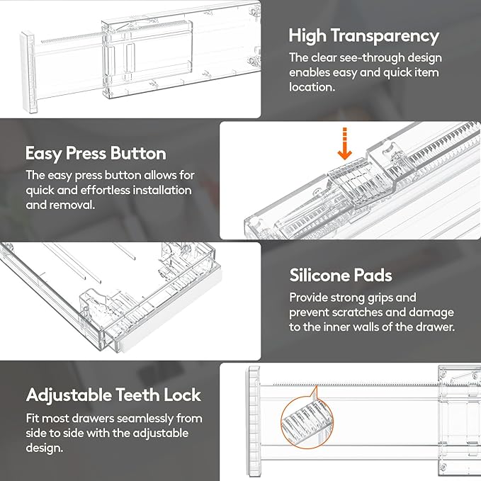 Lifewit 12 Pack 4" High Drawer Dividers 28-43.5cm/11-17" Adjustable Drawer - Image 5