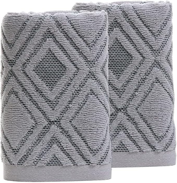 Pidada Hand Towels Set of 2 Diamond Pattern 100% Cotton Absorbent Soft by Pidada
