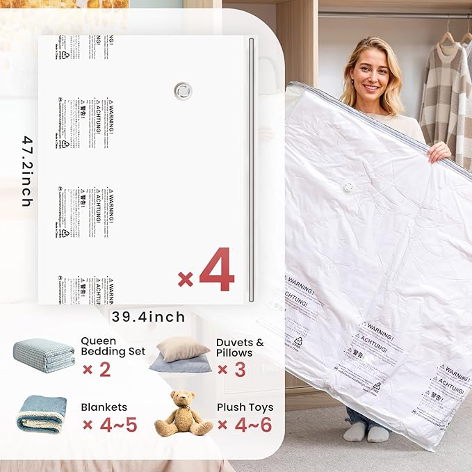 TAILI 4 Pack Vacuum Storage Bags, XXL Jumbo, Vacuum Sealed Bags - Image 2