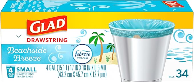 Glad Small Trash Bags 4 Gallon, Febreze Beachside Breeze Garbage Bags, Odor - Image 7