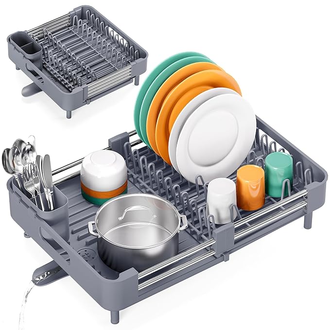 TOOLF Dish Drying Rack with Drainboard, Extendable Dish Rack by TOOLF