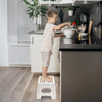 Delxo 9 Inch Folding Step Stool for Kids and Adults,15-Inch Extra Wide Height Large Platform Heavy Duty Stepping Stool More Safe and Comfortable Non Slip Foldable Step Stool White - Image 2