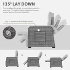 Restland Outdoor Recliner with Independent Adjustable Back & Footrest Wicker Patio Reclining Chair with Flip Table Comfortable Lounge Chair & Thick Cushion for Deck, Porch (Grey) - Image 6