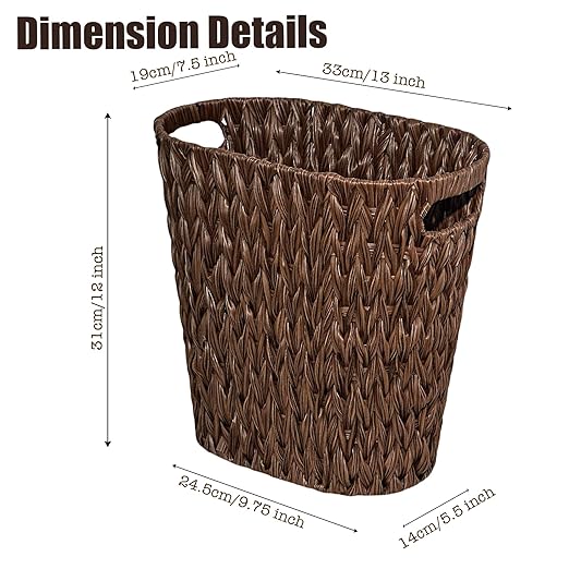 PINXIURY Wicker Trash Can, Watse Basket, Woven Bathroom Trash Can - Image 2