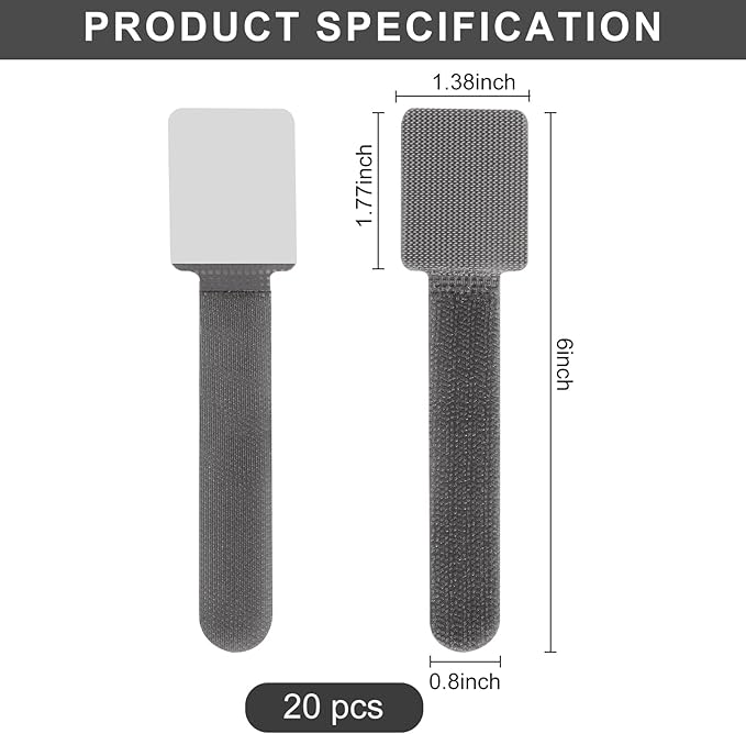 20-Pack Large Reusable Self-Adhesive Cable Ties cable management Adjustable - Image 2