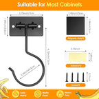 2PCS Self Adhesive Banana Hook Under Cabinet Foldable Banana Hanger Black Metal - Image 8