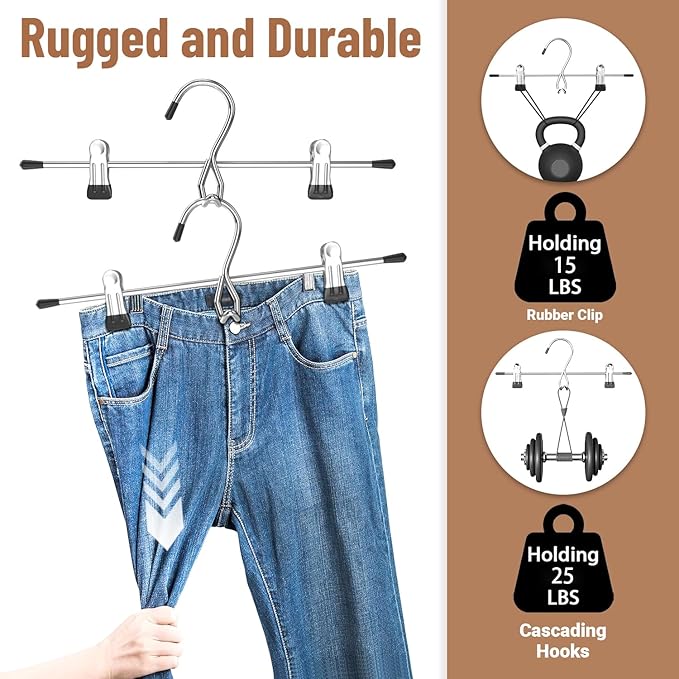 Pants Hangers Space Saving, Stackable Skirt Hangers - Image 5