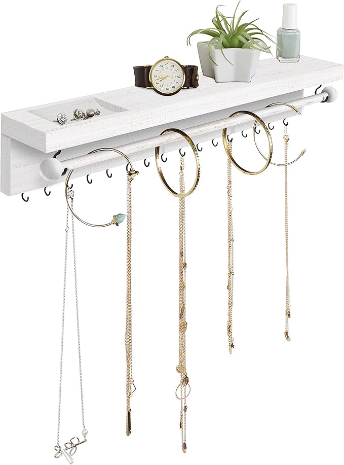 Rustic White Necklace Jewelry Organizer by SoCalButtercup