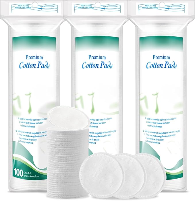 Premium Cotton Rounds for Face, 100% Pure & Natural Facial Cleansing Round Pads by CenYouful
