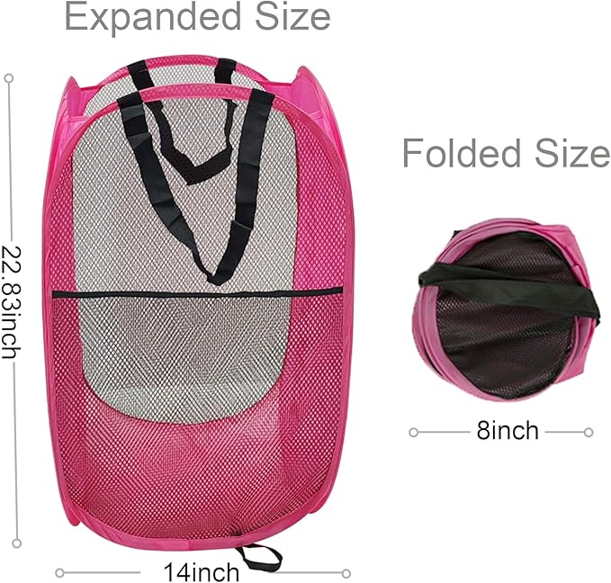 Larpur Pop Up Laundry Baskets, 2 Pack Mesh Laundry Hampers Collapsible Clothes - Image 2