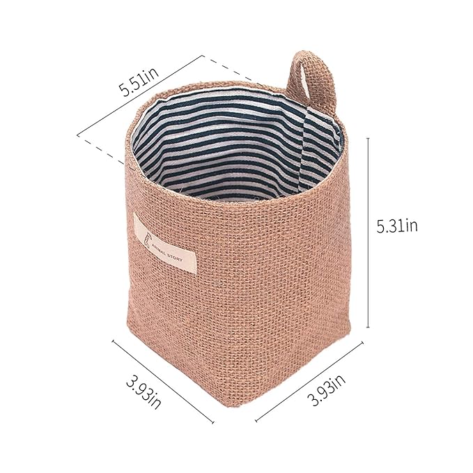 4 Pack Wall Hanging Storage Bags Hanging Storage Bags Cotton Linen Storage - Image 2