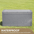 Devoko 95 Gallon Deck Box Large Resin Outdoor Storage Box, Waterproof and UV Resistant Lockable for Outdoor and Patio, Large Storage Cabinet for Patio Furniture, Garden Tools and Pool Supplies, Grey - Image 4