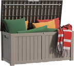 EasyUp 150 Gallon Outdoor Storage Box, Resin Waterproof UV-Resistant Deck Box with Hydraulic Lid Support, Reinforced Stability for Patio, Garden, and Poolside, Gray by EASYUP
