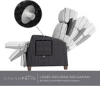 Grand patio Outdoor Reclining Chairs with Extended Footrest 2-Piece Adjustable Patio Wicker,Lounge Recliner up to 150° with Flip Side Table Griege - Image 3