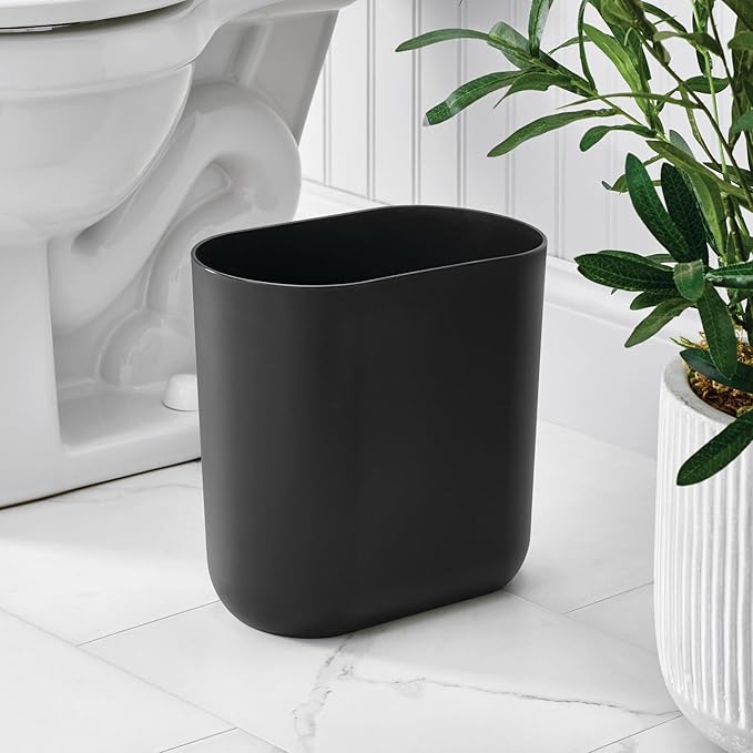 iDesign Small Slim Plastic Bathroom Trash Can, Garbage Can - Image 3