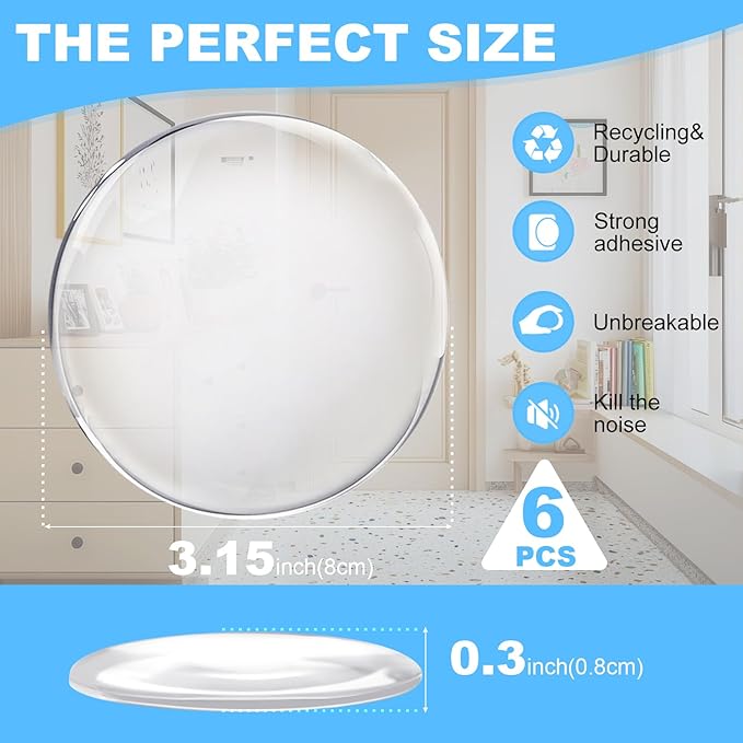 Door Stoppers for Wall, Door Knob Wall Protector 3.15", Self Adhesive Door - Image 2