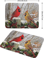 Winter Birds Dish Drying Mat Red Berry Dish Drainer Rack Mat Microfiber - Image 2