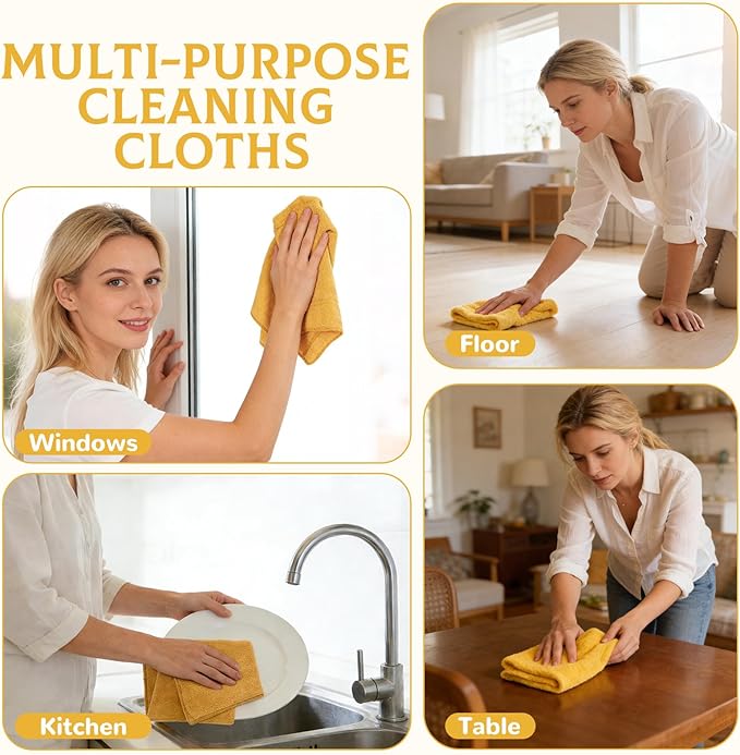 6 Pcs Extra Large Microfiber Cleaning Cloth Reusable Microfiber Towels Thick - Image 7