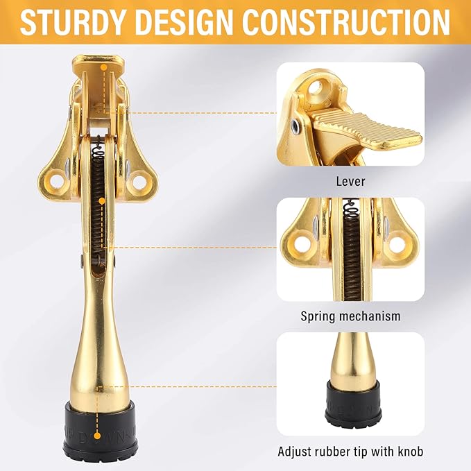 Chumia 12 Pieces Heavy Duty Door Stoppers 5.35 Inches Kickdown Adjustable Kick - Image 4
