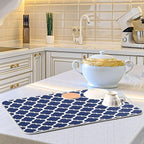 Navy Blue Trellis Lattice Dish Drying Mat - Image 6