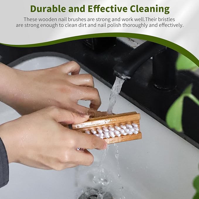 4 Pack Wooden Nail Brush - Image 6