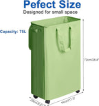 Slim Laundry Hamper with Lid and Wheels, Small Rolling Laundry Basket with - Image 2