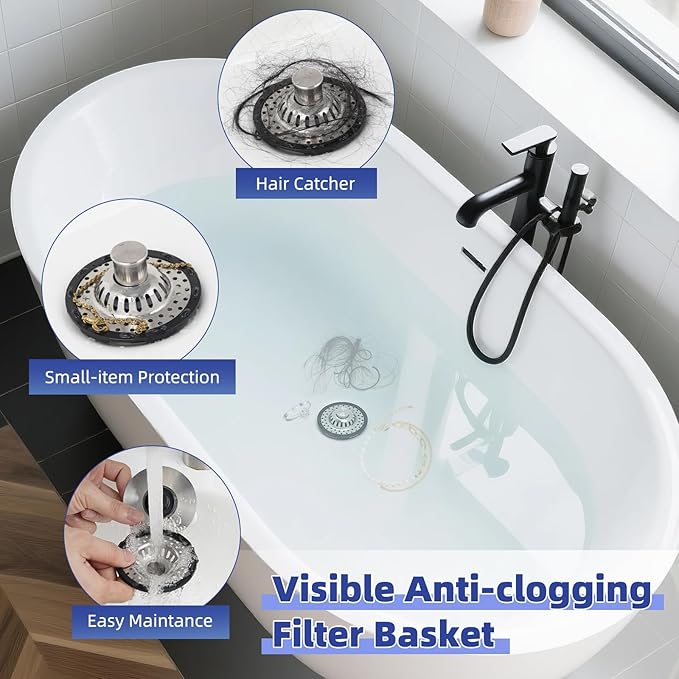 Universal Bathtub Drain Stopper Shower Drain Hair Catcher, Tub Stopper - Image 2