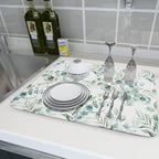 Sage Green Leaves Dish Drying Mats - Image 6