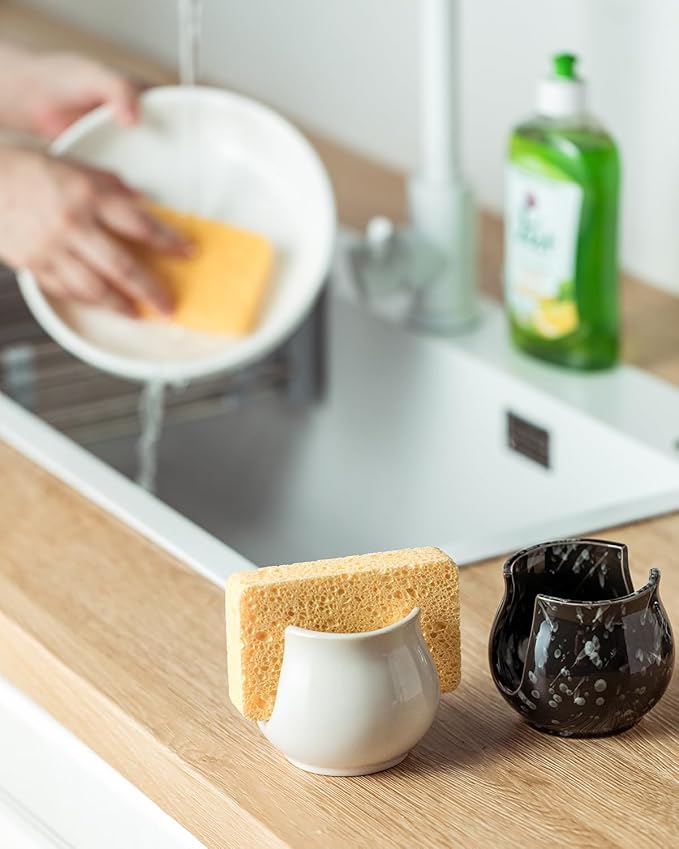 Kitchen Sponge Holder, Ceramic Dish Sponge Holder Kithen Sink Organizer - Image 7