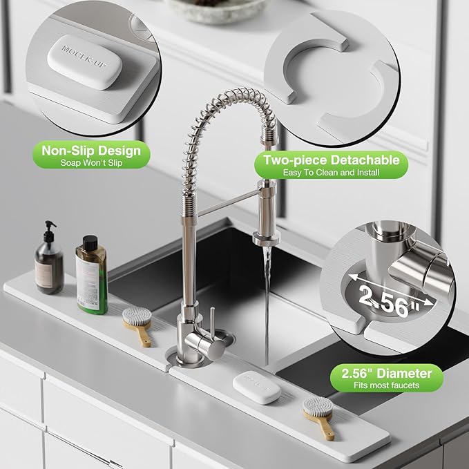 30" x 4" Stone Faucet Mat for Kitchen Sink, Quick Drying Diatomite Sink Tray - Image 5