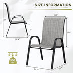 UDPATIO Patio Chairs Set of 2, Stackable Outdoor Dining Chairs with High Back, Breathable Textilene Fabric Outdoor Chair All Weather, 350LBS Capacity for Garden, Backyard (Light Grey) - Image 3