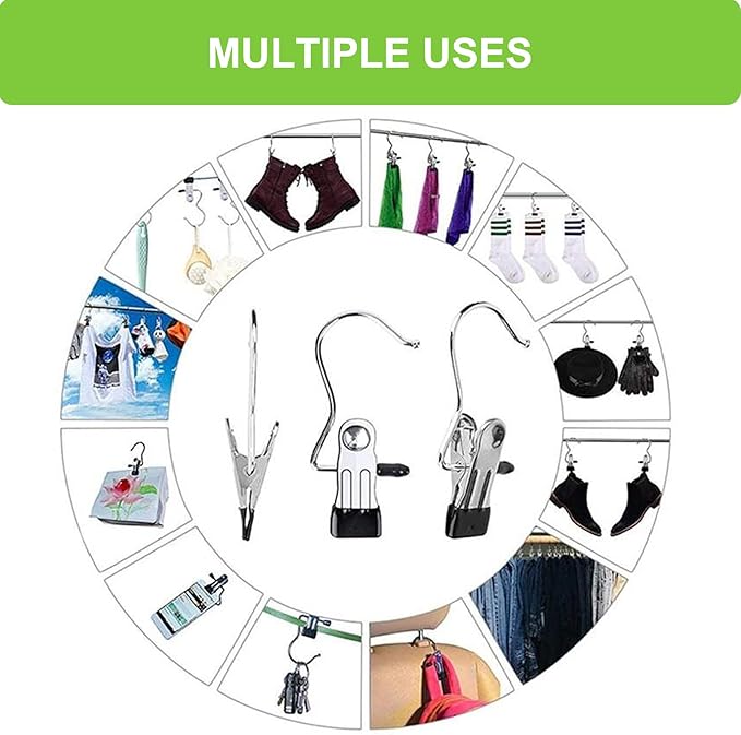 Boot Hangers Clips, 16 Pack Laundry Hooks Hanging Clips Clothes Pins Closet - Image 7