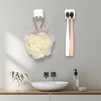 2-Piece Set of White self-Adhesive Wall-Mounted Waterproof Toothbrush Holders - Image 5
