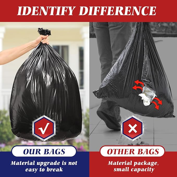 Teivio Trash Bags, 55-60 Gallon, - Image 6