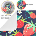 Tarity Green Leaves Red Strawberries Dish Drying Mat - Image 2
