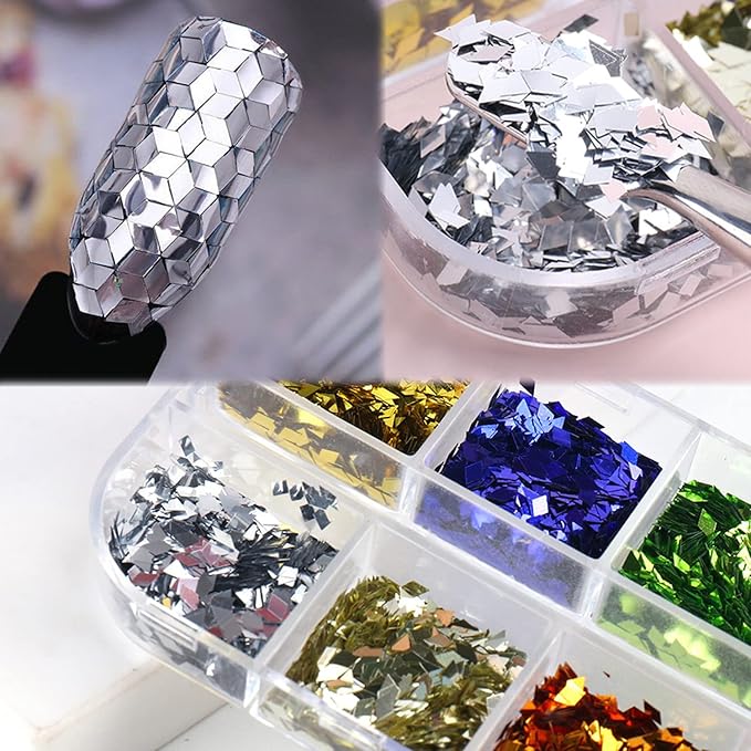 3D Sparkly Glitter Sequins, Holographic Rhombus Shape Glitters Nail Flakes - Image 5