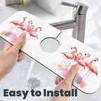 Kitchen Sink Splash Guard Faucet Mat Pink Flamingos Watercolor 15"x5.5" - Image 5