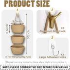 3-Tier Decorative Cotton Rope Hanging Basket, Wall-Mounted Woven Storage - Image 3
