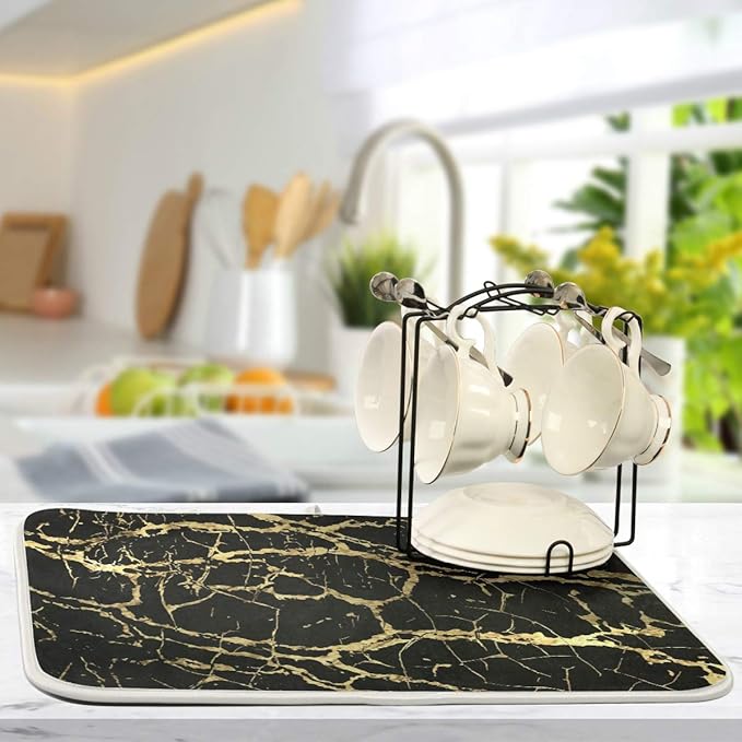 Super Absorbent Dish Drying Mat, Microfiber Fast-Drying Dish Mat, Kitchen Dish - Image 5