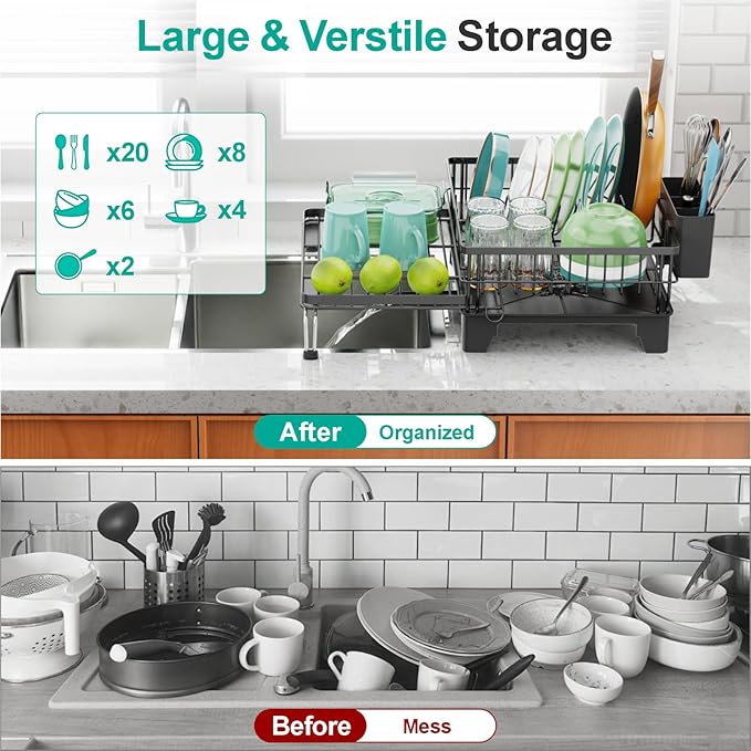 Swedecor Extendable Dish Drying Rack - Image 4
