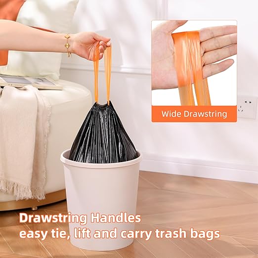 funest Trash Bags, 4 Gallon Small Drawstring Garbage Bags 75 Counts, Thick - Image 2