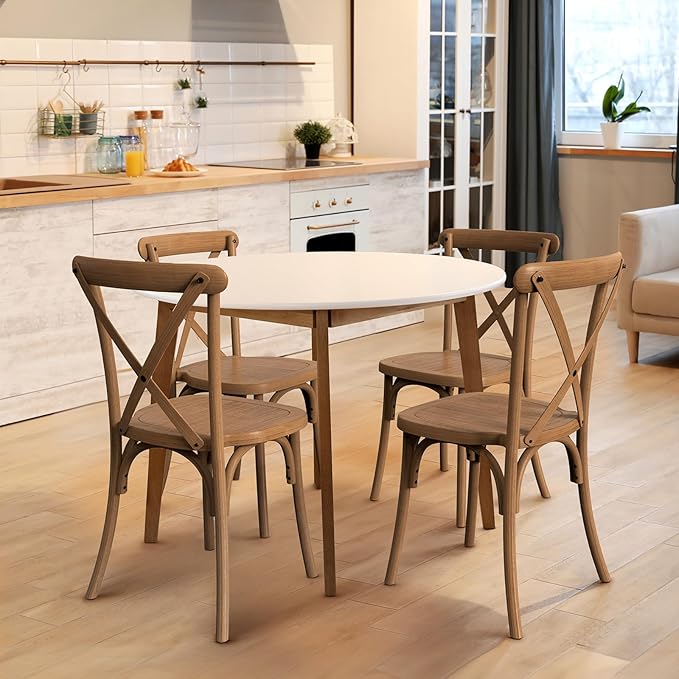 VINGLI Plastic Outdoor Dining Chairs Set of 6, Stackable Patio Farmhouse Brown Dining Chairs with X Back, Waterproof Kitchen & Dining Room Chairs for Indoor-Outdoor, Capacity 400 lbs - Image 4