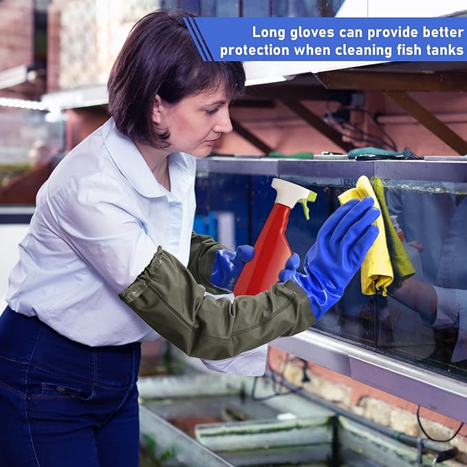 MUMUKE Long Waterproof Gloves, Long Chemical Gloves, Padded Cotton Lined/Acid & - Image 5