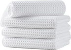 Microfiber Waffle Hand Towels, 4 Pieces, Fast Drying, Lint Free 430 GSM by Unknown